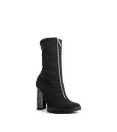 Black Front Zip Ankle Boots