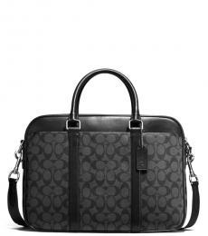 Coach Charcoal Black Perry Slim Large Briefcase Bag