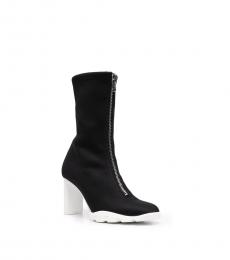 Black White Slim Tread Ankle Boots