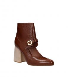 Brown Gold Patent Boots