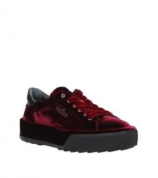 Red Low Top Velvet Sneakers