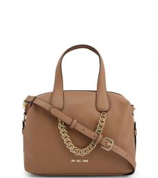 Love Moschino Light Brown Chain Large Satchel