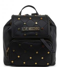 Love Moschino Black Criss-Cross Stitch Medium Backpack
