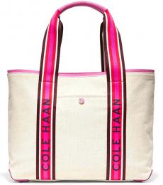 Cole Haan Natural Canvas-Super Pink Summer Large Tote