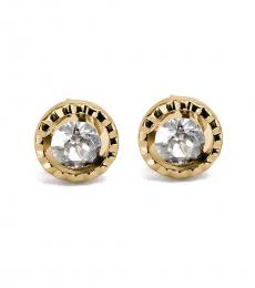 Gold Daisy Rivet Stone Stud Earrings