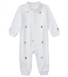 Ralph Lauren Baby Boys White Schiffli Polo Coverall