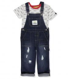 DKNY 2 Piece T-Shirt/Overalls Set (Little Boys)