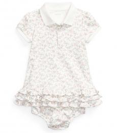 Ralph Lauren Baby Girls White Ruffled Polo Dress