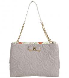 Betsey Johnson Grey Roxy Quilted Large Shoulder Bag