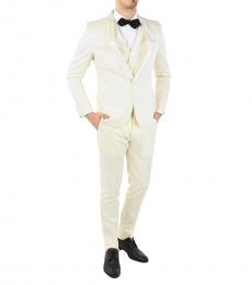 Corneliani Off White  3 Piece Waistcoat Suit