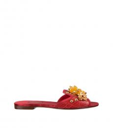 Dolce & Gabbana Red Crystal Brooch Flats