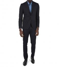 Corneliani Black  Side Vent Pinstriped 2-Button Suit