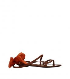 Brown Orange Leather Sandals