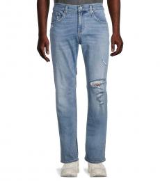 7 For All Mankind Blue Austyn Ripped Relaxed Straight Jeans