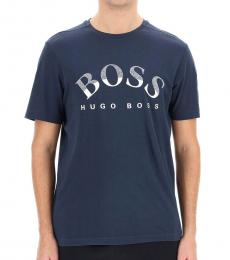 Dark Blue Logo Print T-Shirt