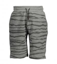 Cavalli Class Grey All Over Lines Print Shorts