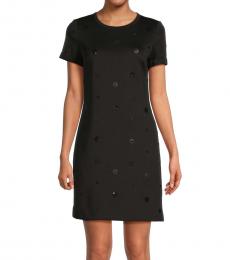 Karl Lagerfeld Black Dotted Mini T-Shirt Dress