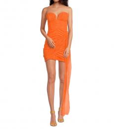 BCBGMaxazria Orange Ruched Mini Cocktail Dress