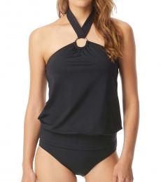 Michael Kors Black Halter Tankini Swim Top