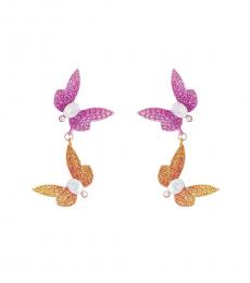 Betsey Johnson Pink Dragonfly Double Drop Earrings