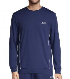 Blue Contrast-Piping Sweatshirt