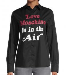 Love Moschino Black Graphic Button-Down Shirt
