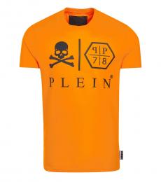 Philipp Plein Orange Graphic Logo T-Shirt