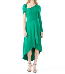 Dark Green Asymmetrical Twist Front Dress