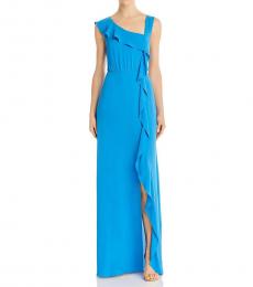 BCBGMaxazria French Blue Ruffled Sleeveless Dress