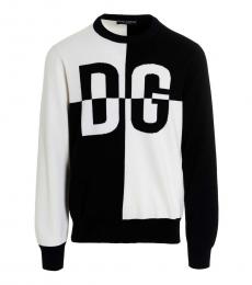 Dolce & Gabbana White Color Block Virgin Sweater