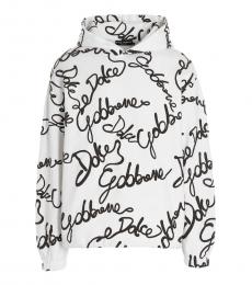 Dolce & Gabbana White Allover Logo Hoodie