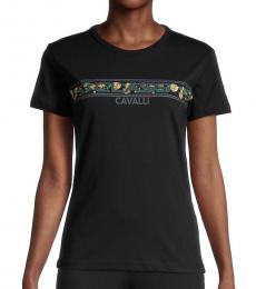 Cavalli Class Black Logo Cotton T-Shirt