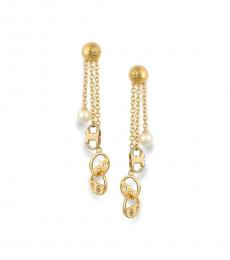 Tory Burch Gold Multi-Chain Logo Drop Earrings