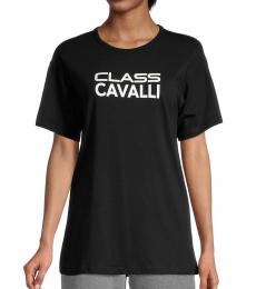 Cavalli Class Black Oversized Logo T-Shirt
