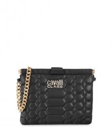 Cavalli Class Black Quilted Medium Crossbody Bag