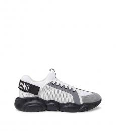 Moschino White Black Canvas Sneakers