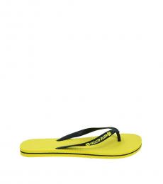 Philipp Plein Yellow Logo Slippers