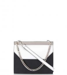 Alexander McQueen Black & White Bar Medium Shoulder Bag