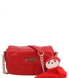 Love Moschino Red Embossed Heart Small Crossbody