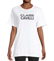 Cavalli Class White Oversized Graphic T-Shirt
