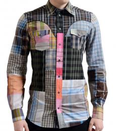 Multicolor Plaid Check Dress Shirt
