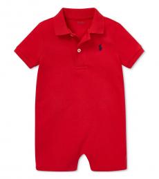 Baby Boys Red Interlock Polo Shortall