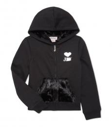Juicy Couture Little Girls Black Fur-Accented Zip Hoodie