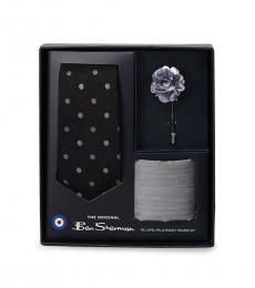 Ben Sherman Grey Multicolor Tie, Pin, & Pocket Square Set