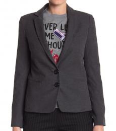 Love Moschino Dark Grey Front Button Solid Blazer