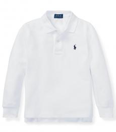 Ralph Lauren Little Boys White Long Sleeve Polo
