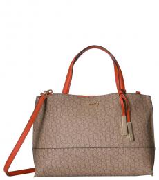 Calvin Klein Khaki/Sunset Signature East/West Large Satchel