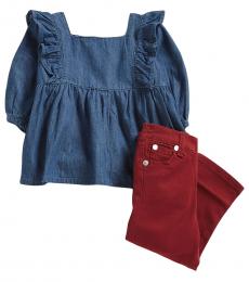 7 For All Mankind 2 Piece Top/Jeans Set (Baby Girls)