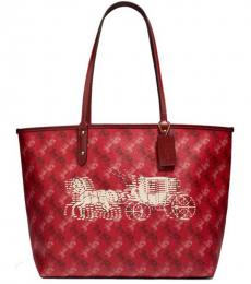 Coach Bright Red Cherry Reversible City Large Tote