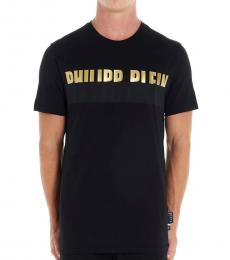 Philipp Plein Black Platinum Half Logo T-Shirt